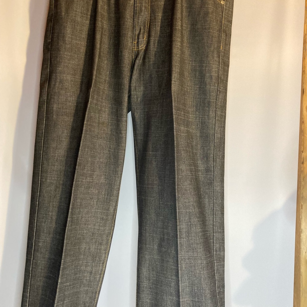 Vintage Brooklyn Xpress Man Denim y2k Pant Wide Leg Embroidery Baggy Pant.